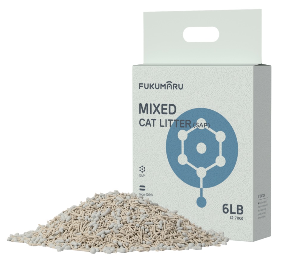 FUKUMARU Mixed Cat Litter (Polymer SAP) 4*2.7 kg/6 LB (4 Package)